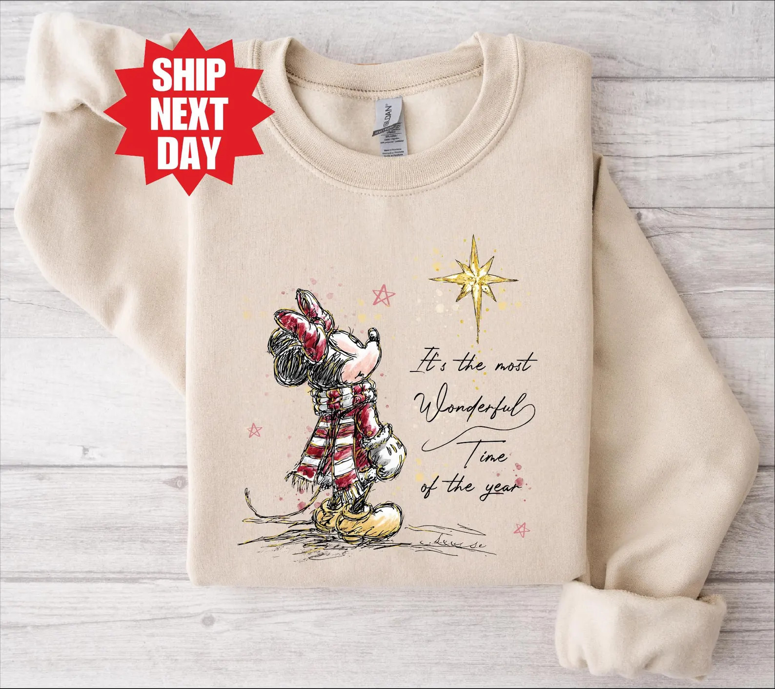 Comfort Colors\u00ae Minnie Christmas Shirt, Most Wonderful Time Of The Year Shirt, Disney Christ... | Etsy (Global)