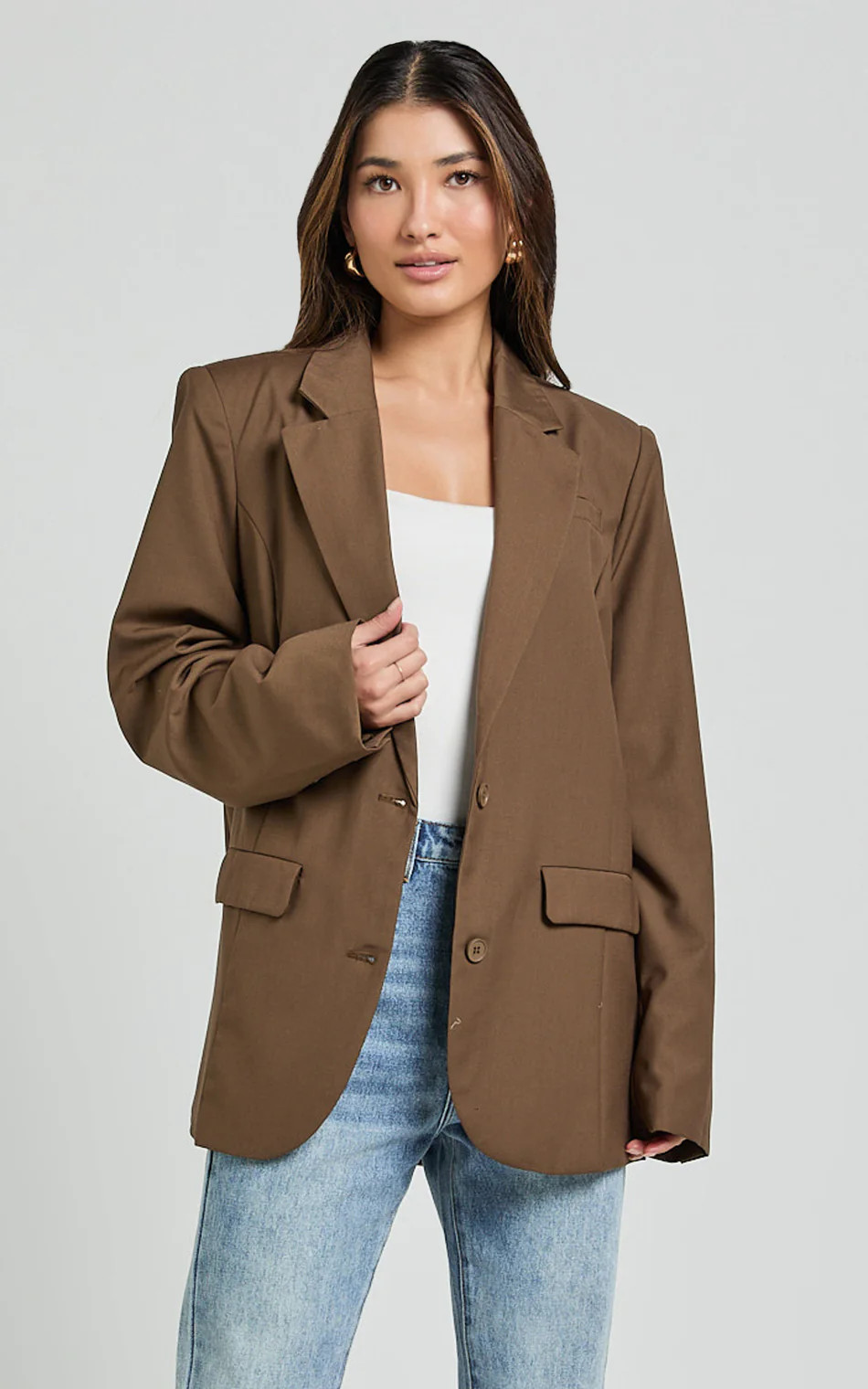 Izara Blazer - Oversized Boyfriend Fit Blazer in Oak | Showpo (US, UK & Europe)