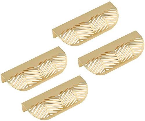RZDEAL 4Pcs 4.6"(117mm) Solid Brass Cabinet Handles Brushed Gold Leaf Knobs and Pulls for Dresser... | Amazon (US)