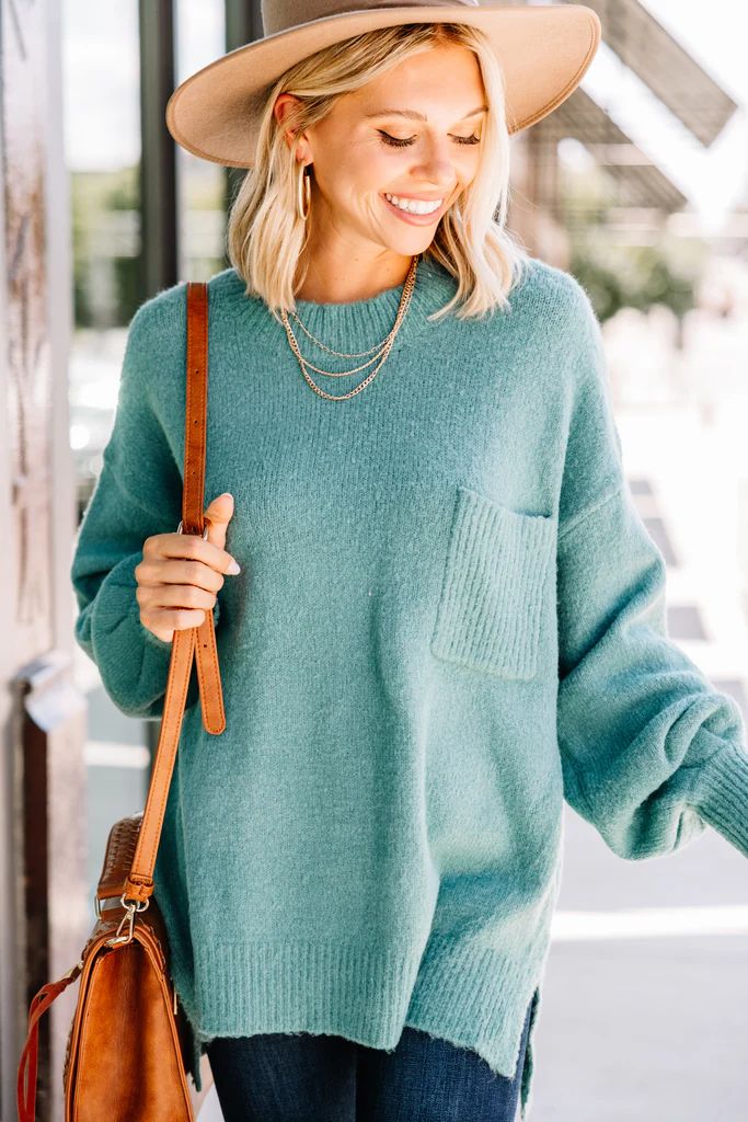 As It Happens Sage Green Bubble Sleeve Sweater | The Mint Julep Boutique