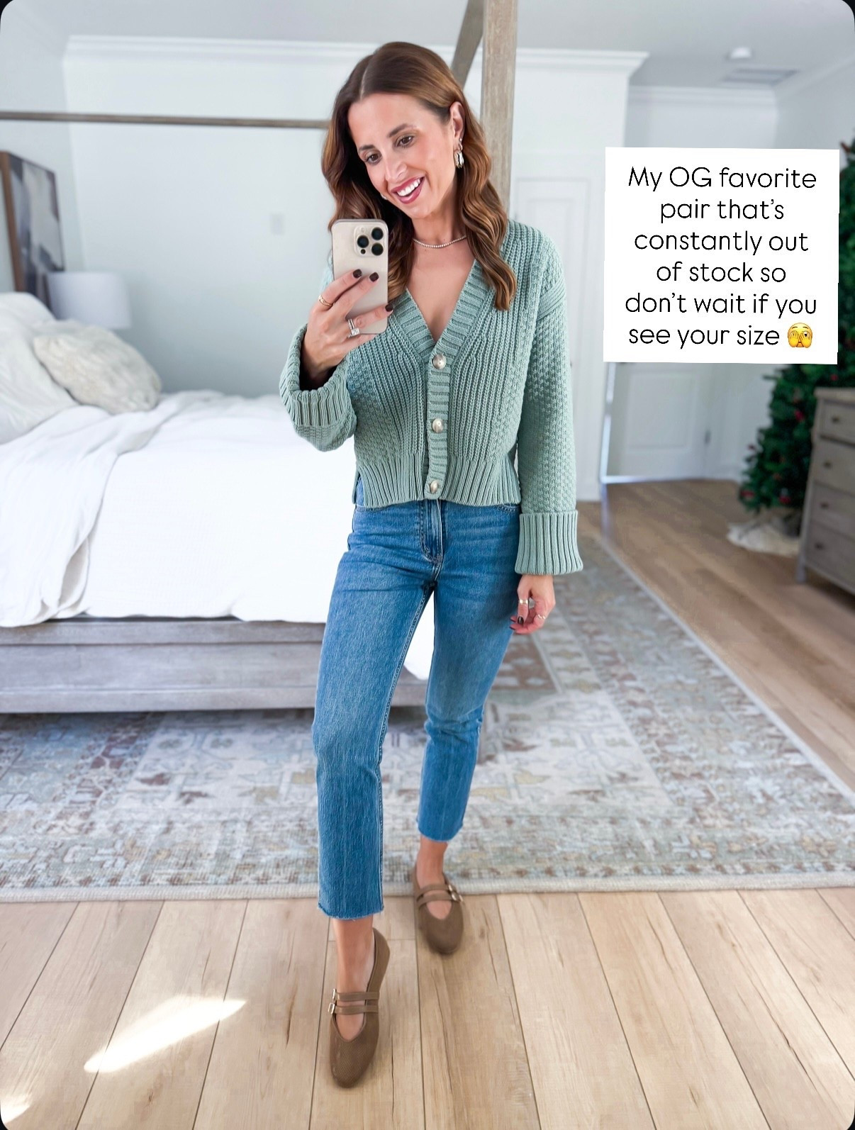 Abercrombie ultra high rise ankle straight jeans in 24 short. Abercrombie cardigan in XXS. Target flats are TTS. Fall outfit. Fall style. Casual outfit. Elevated casual outfit. Mom outfit.

#LTKPetite #LTKSeasonal #LTKShoeCrush