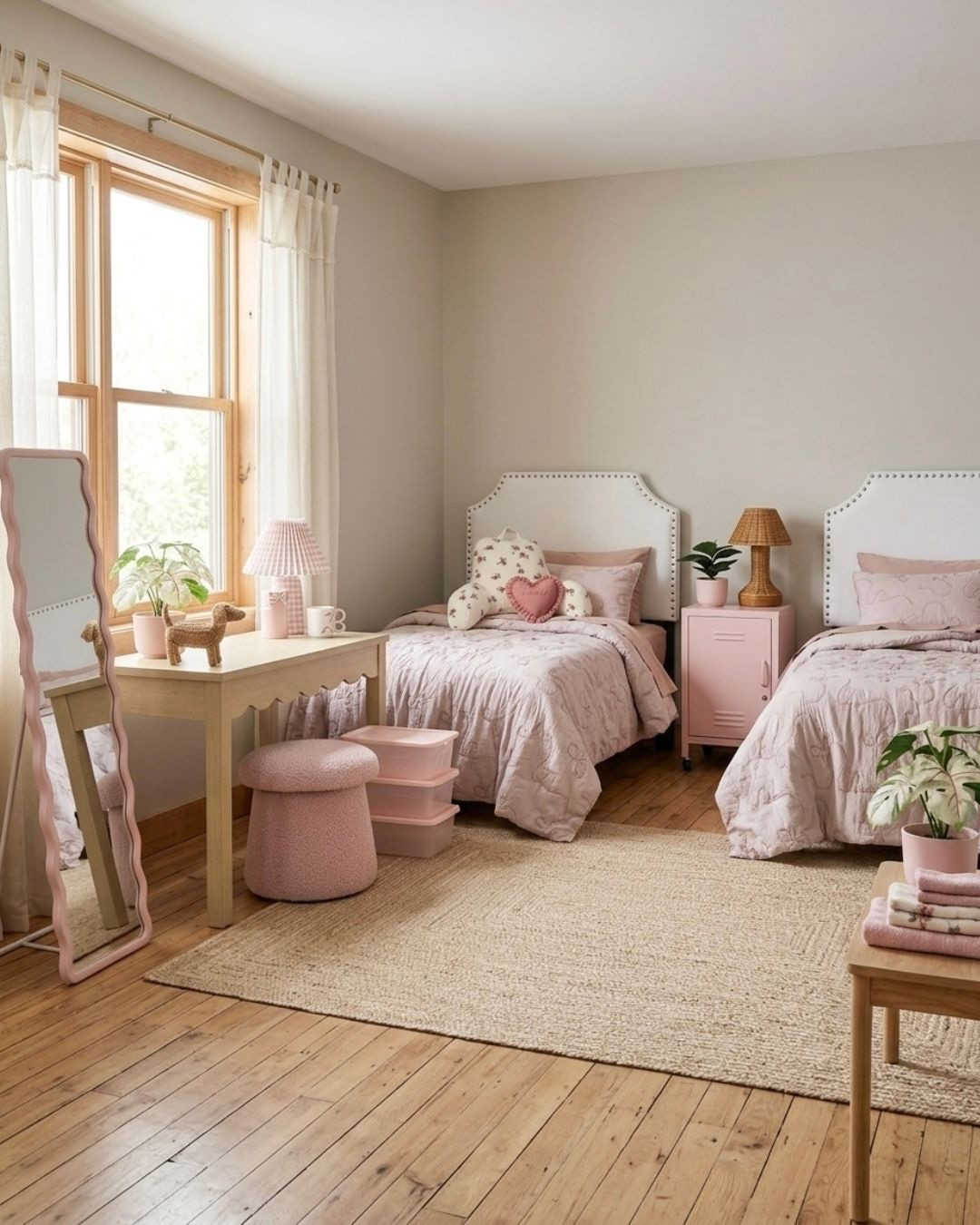 💗 Chic Pink Dorm Room Idea

This shared bedroom is giving soft girl dorm vibes with dusty mauve bow bedding, blush pink accents, and warm woven textures that make the whole space feel like relaxing space to be.

*Note: This is a digital room mockup showcasing product styling ideas from my room design mood board.

#LTKHome