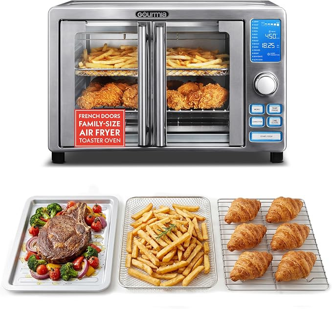 Gourmia Air Fryer French Door Toaster Oven - 6-Slice Capacity, LED Display with 14 Cooking Preset... | Amazon (US)
