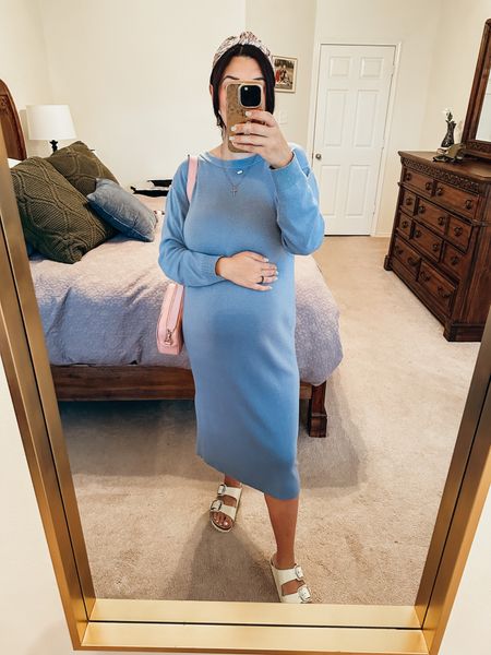 Work outfit today 💙 this dress is an amazon find and NOT maternity. It is bump friendly though! Wearing a medium 

Birkenstocks are TTS and they’ve been comfy so far! 

Sharing similar headbands from Anthropologie! Love their hair accessories!

Spring outfit
Bump outfit
Spring shoes 


#LTKshoecrush #LTKbump #LTKworkwear
