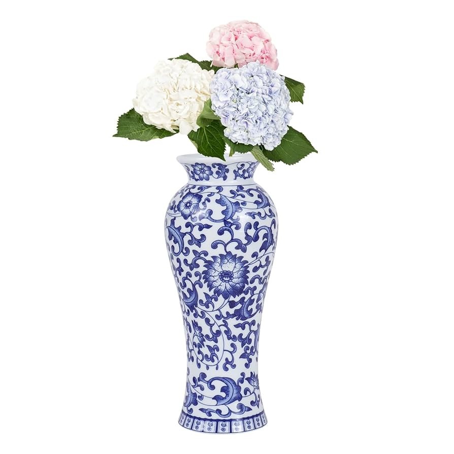Chinoiserie Blue and White Vases,Living Room Centerpiece Ceramic Vase for Office Bedroom Chinoise... | Amazon (US)
