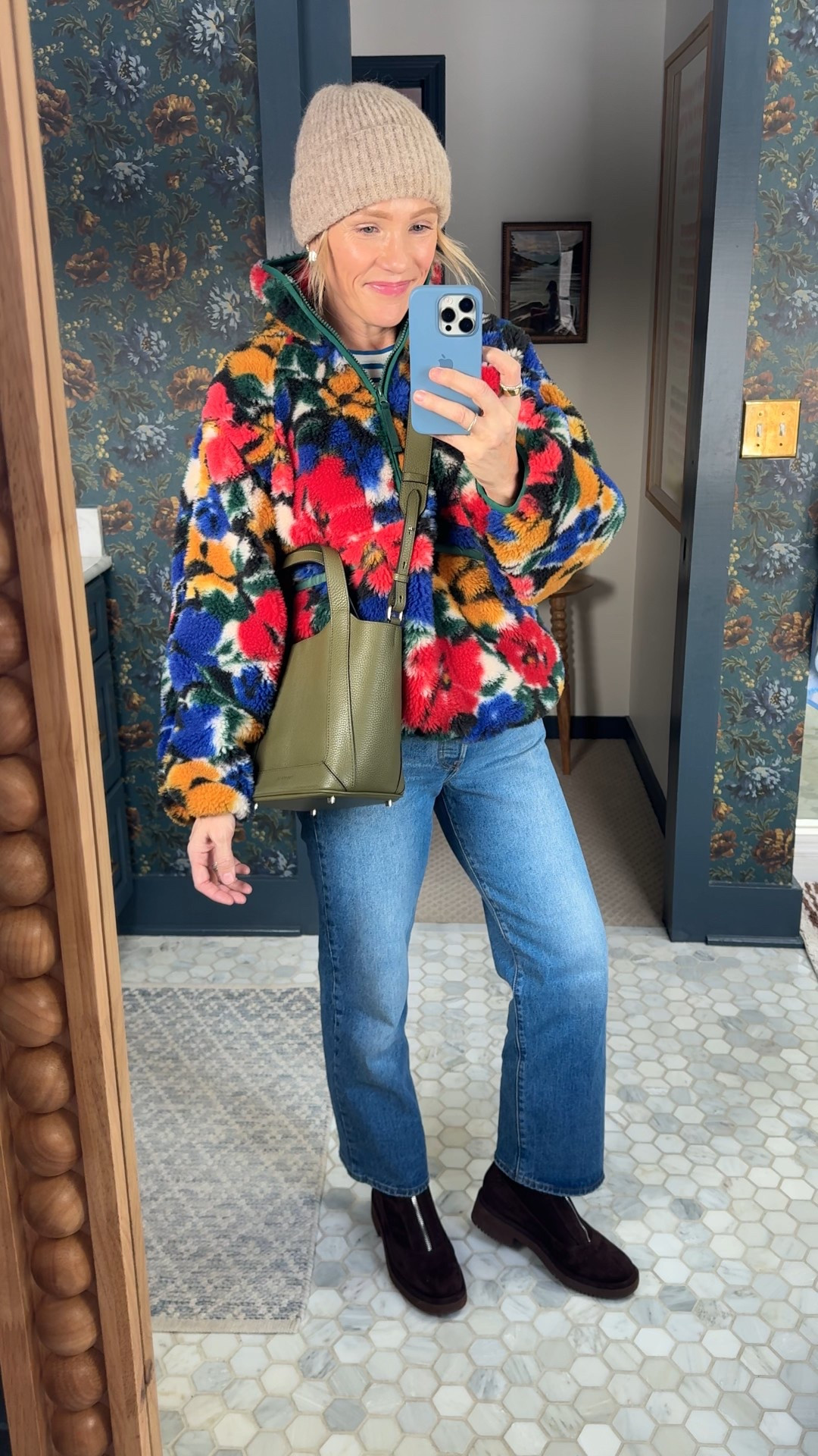 Rumored sherpa fleece is perfectly oversized, wearing an xs/s. This varley in mauve is a bestseller lately to, wearing a small. Levi's ribcage straight leg jeans are a favorite with boots, crop length (5'3") are a closer fit but still wearing my regular size, New Horse crossbody bag Boots are true to size, Wearing a small in Kule Stripe tee, Merit flush balm on lips & cheeks in Lebonbon, EBY underwear size up to a medium, Pepper bra ~ xo, Claire

#LTKmomlife #LTKootd #LTKPetite