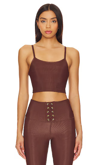 X Chantelle Paige-Mulligan The Melrose Bra Top in Chocolate Rib | Revolve Clothing (Global)