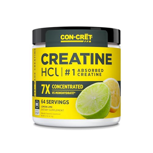 CON-CRET Creatine HCl Powder | Muscle, Cognitive, Cellular Energy Support | No Bloating or Cramps | USA Made & NSF Certified | Lemon Lime (64 Serving) | Amazon (US)