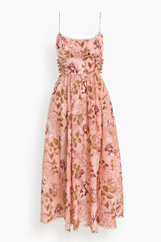 Rosa Laced Picnic Dress in Pink Peony Floral | Hampden Clothing