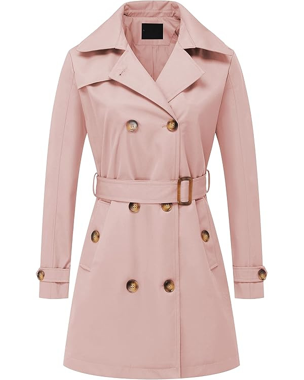Chrisuno Women's Double Breasted Trench Coats Mid-Length Belted Overcoat Long Dress Jacket with D... | Amazon (US)