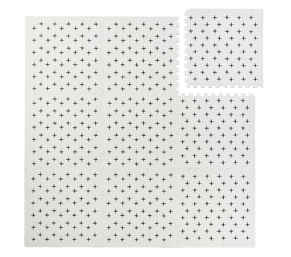 Foam Tile Play Mat Criss Cross, 9 Piece, Black/White | Pottery Barn Kids