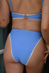 Larsen Textured Trim Bottoms — Blue Honeycomb | YLLW The Label