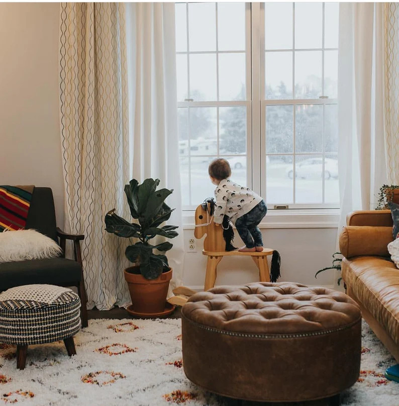 Distressed Vegan Leather Tufted Upholstered Ottoman - Etsy | Etsy (US)