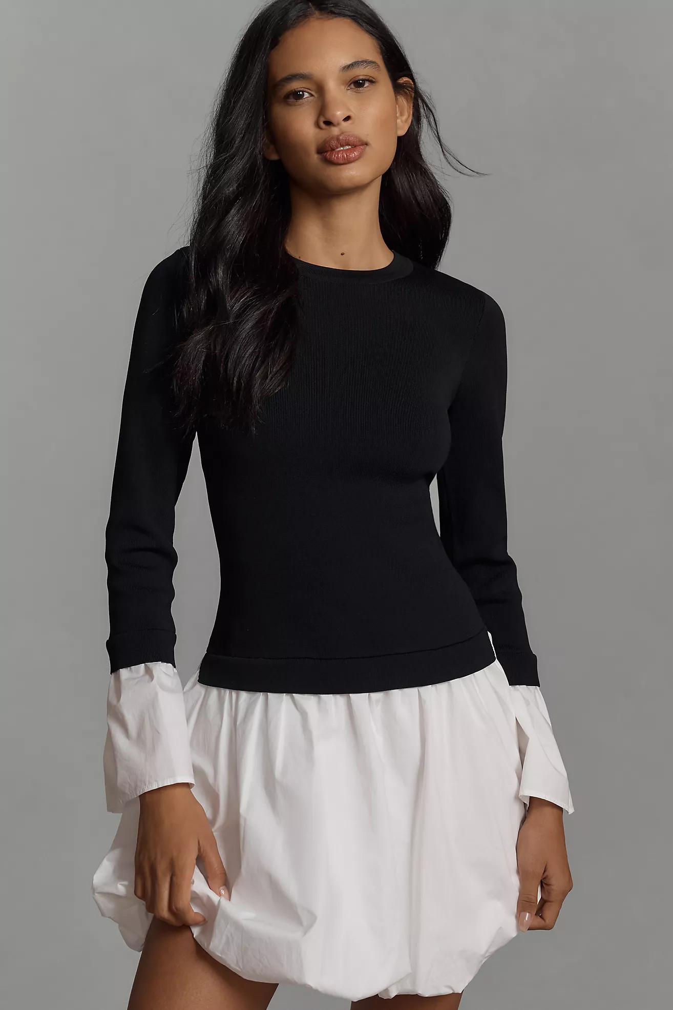 Endless Rose Long-Sleeve Twofer Bubble Mini Dress | Anthropologie (US)