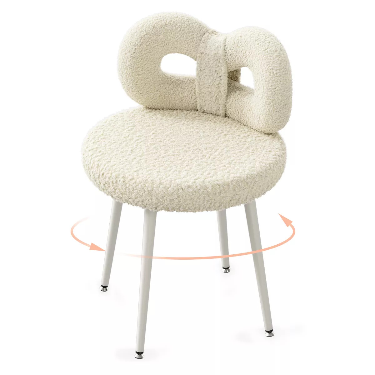 Vanity Chair with Back,Makeup Chair with Golden Leg,Swivel Design,No Wheels,Small Upholstered Van... | Target