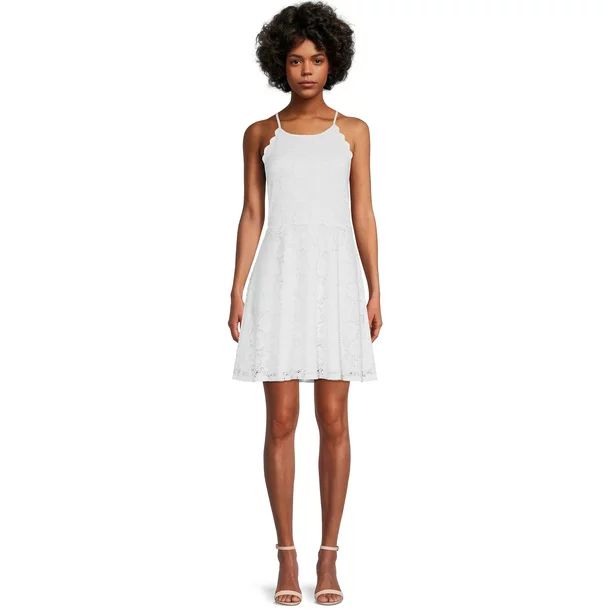 No Boundaries Juniors' High Neck Lace Dress, Sizes XS-XXXL | Walmart (US)