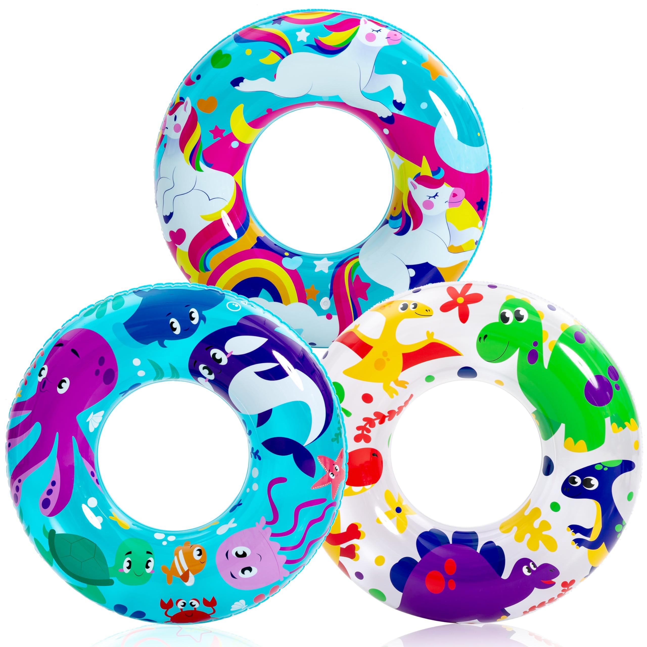 JOYIN 3 Pack Pool Floats, Pool Tube for Kids Swim Rings Inflatable Tubes, Unicorn Sea Animal Tube... | Amazon (US)
