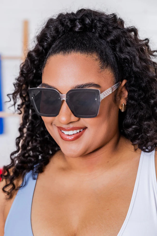 Turn Up The Sunshine Large Square Frame Clear Sunglasses | Pink Lily
