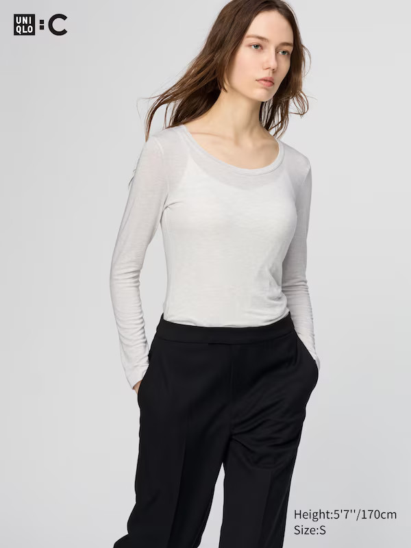 HEATTECH Extra Warm Cashmere Blend Scoop Neck T-Shirt | UNIQLO (UK)