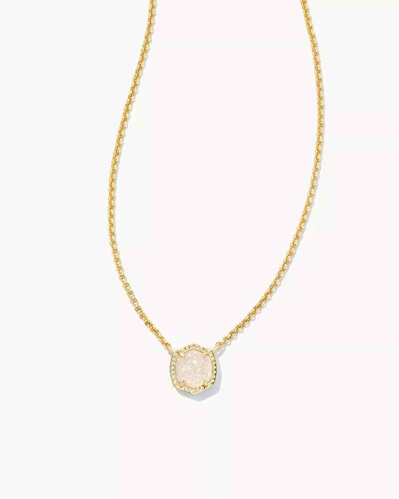 Kendra SCOTT- Mallory Gold Iridescent Drusy Pendant Necklace