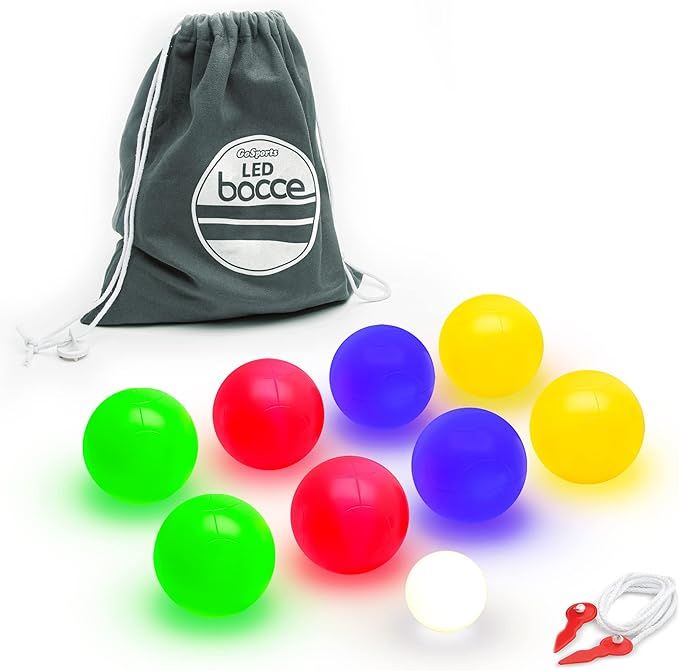 GoSports LED Bocce Ball Game Set - Includes 8 Light Up Bocce Balls, Pallino, Case and Measuring R... | Amazon (US)