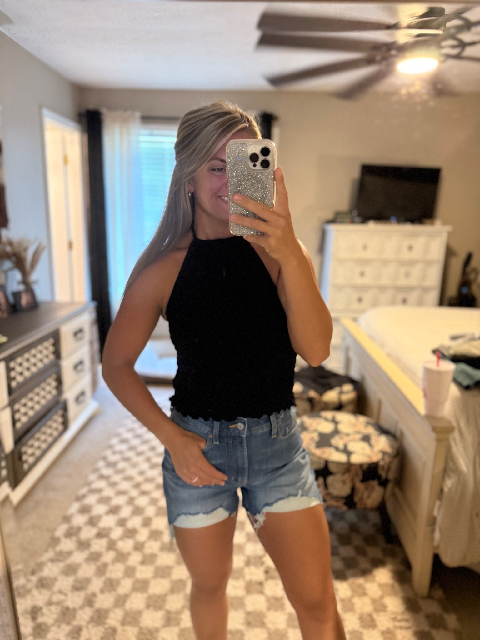 Wearing the medium top and size 4 shorts and the best strapless bra ever! 