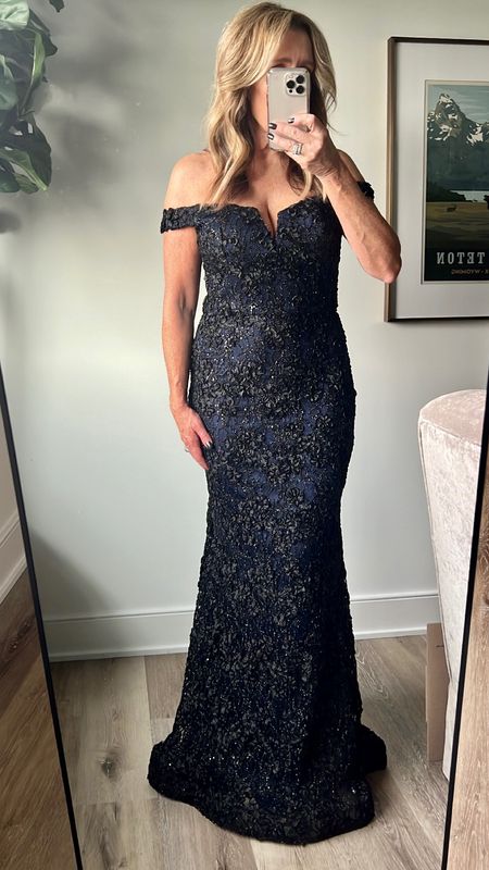 Navy with black lace Mother of the bride dress or mother of the groom dress, mother of the bride gown, evening gown, dress for daughters wedding, special event dress

#LTKwedding #LTKover40