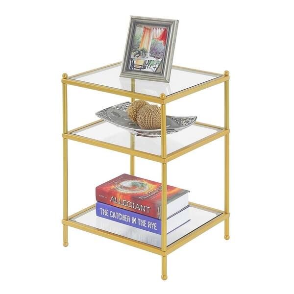 Silver Orchid Farrar Chrome Glass End Table - Gold | Bed Bath & Beyond