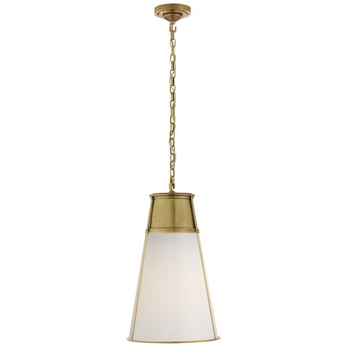 Robinson Pendant, White Glass, Large, Antique Brass | Williams-Sonoma