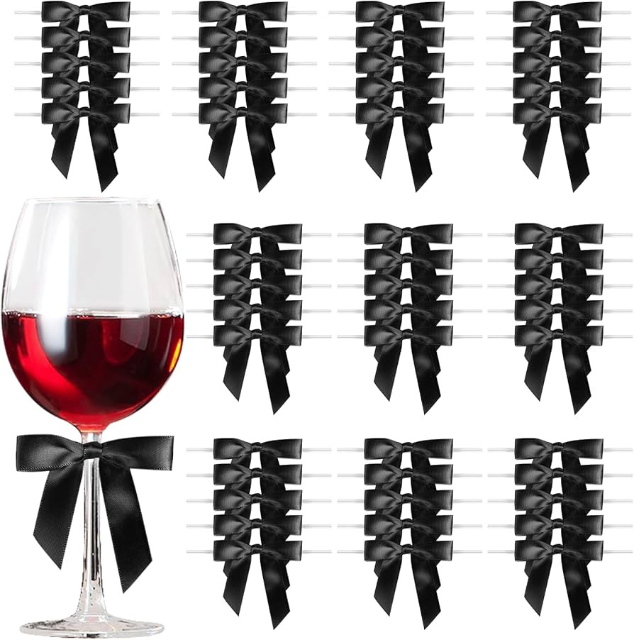 Satin Ribbon Black Bow Decor 2.5" Premade Pink Twist Tie Bows for Gift Wrapping Black Bow for Tre... | Amazon (US)