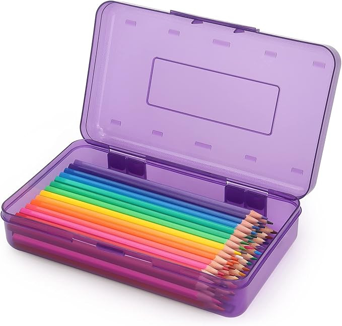 Tamaki 1 Pack Plastic Pencil Box Large Capacity Pencil Boxes Clear Boxes with Snap-tight Lid Stac... | Amazon (US)