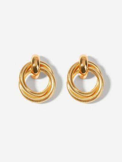 Double Ring Hoop Earrings 1pair | SHEIN