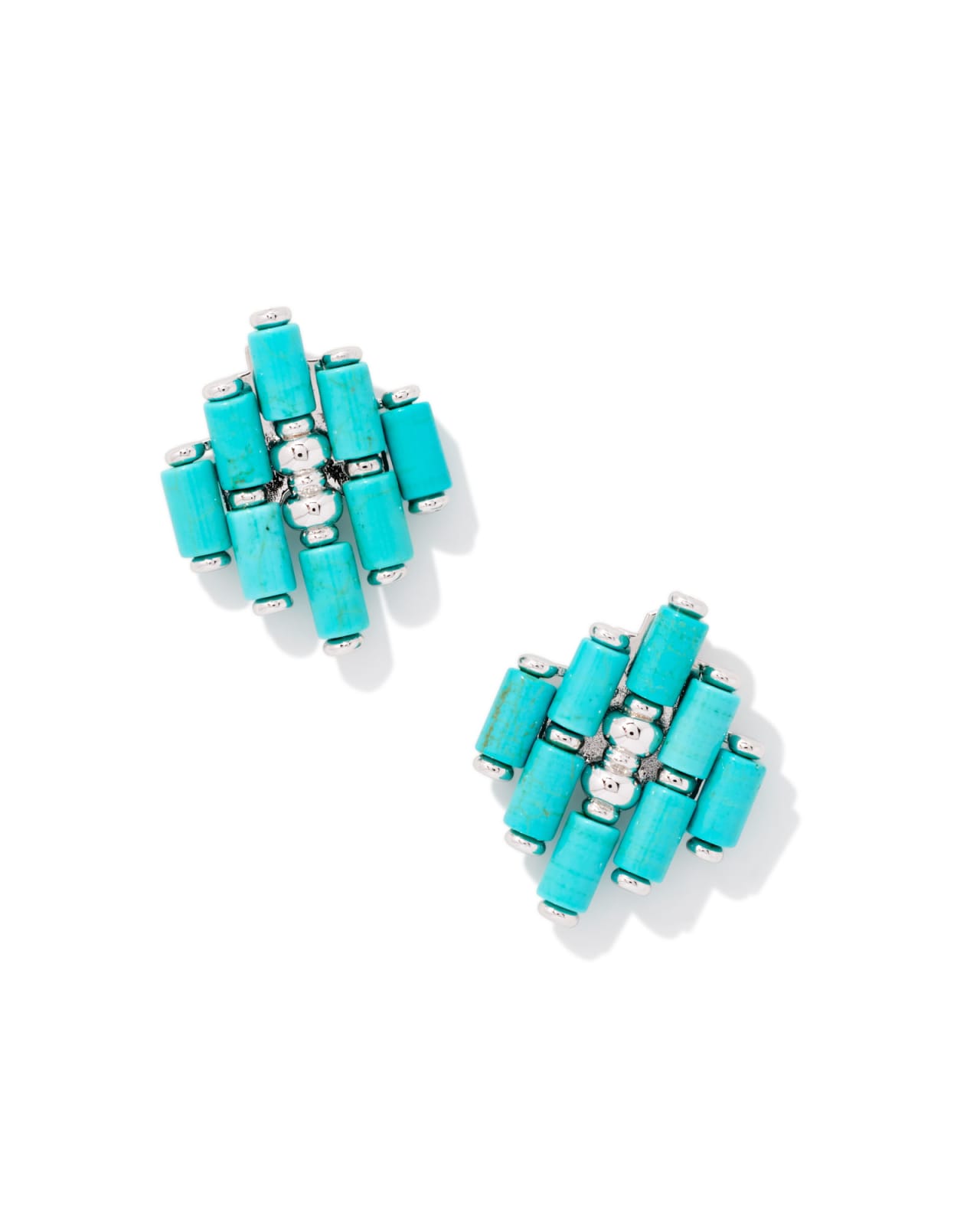 Ember Silver Statement Stud Earrings in Variegated Turquoise Magnesite | Kendra Scott