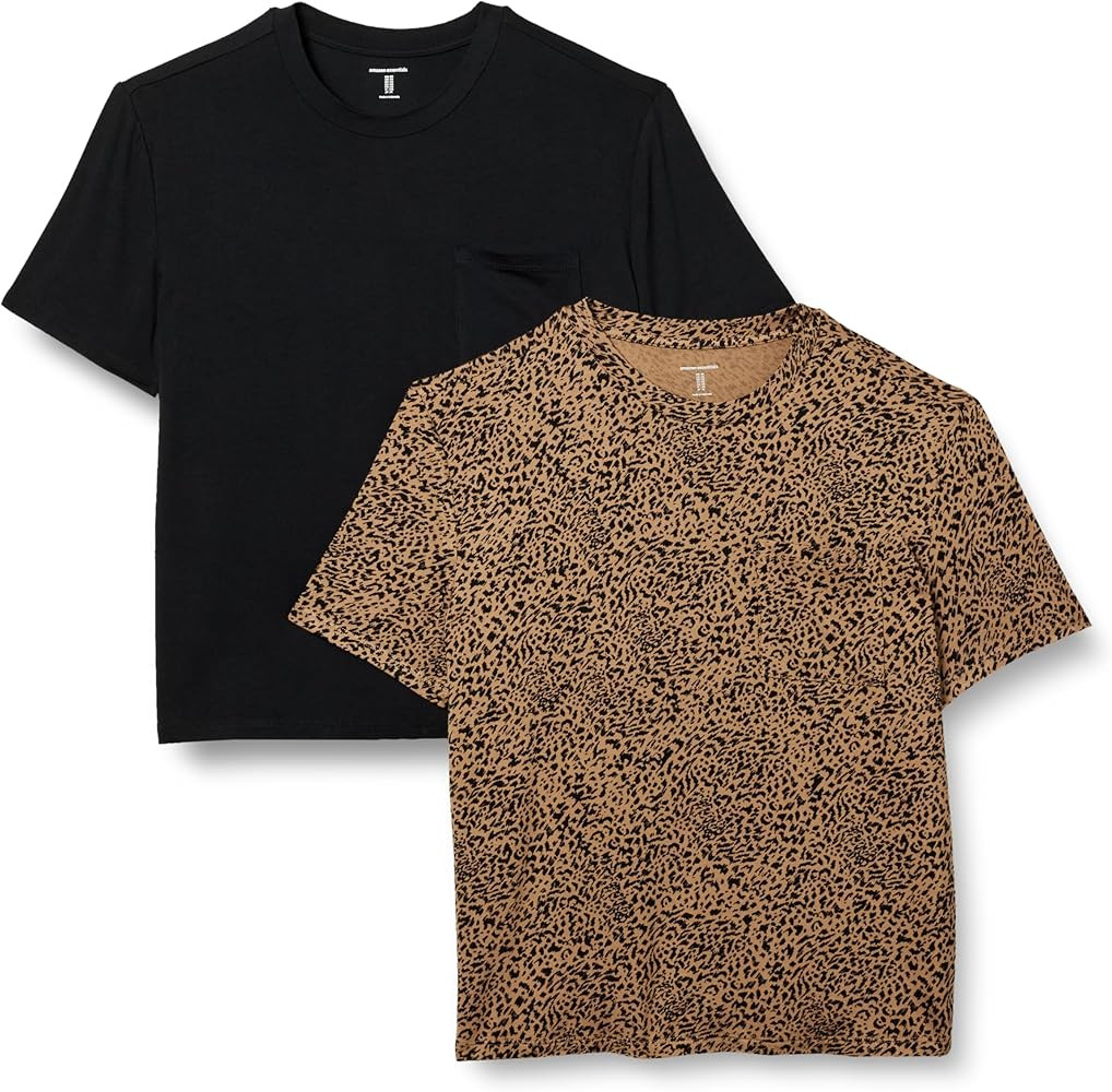 Amazon Essentials Women's Jersey Relaxed-Fit Short-Sleeve Crewneck Pocket T-Shirt, Pack of 2 | Amazon (US)