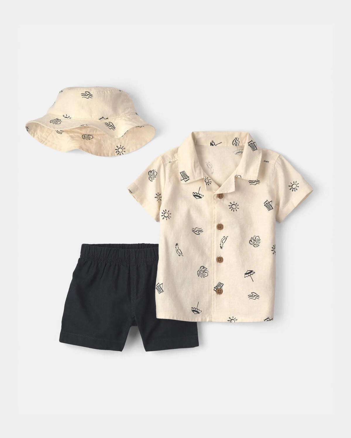 Baby Boy 3-Piece Hat, Top & Short Set - Black/Ivory | Carter's Inc