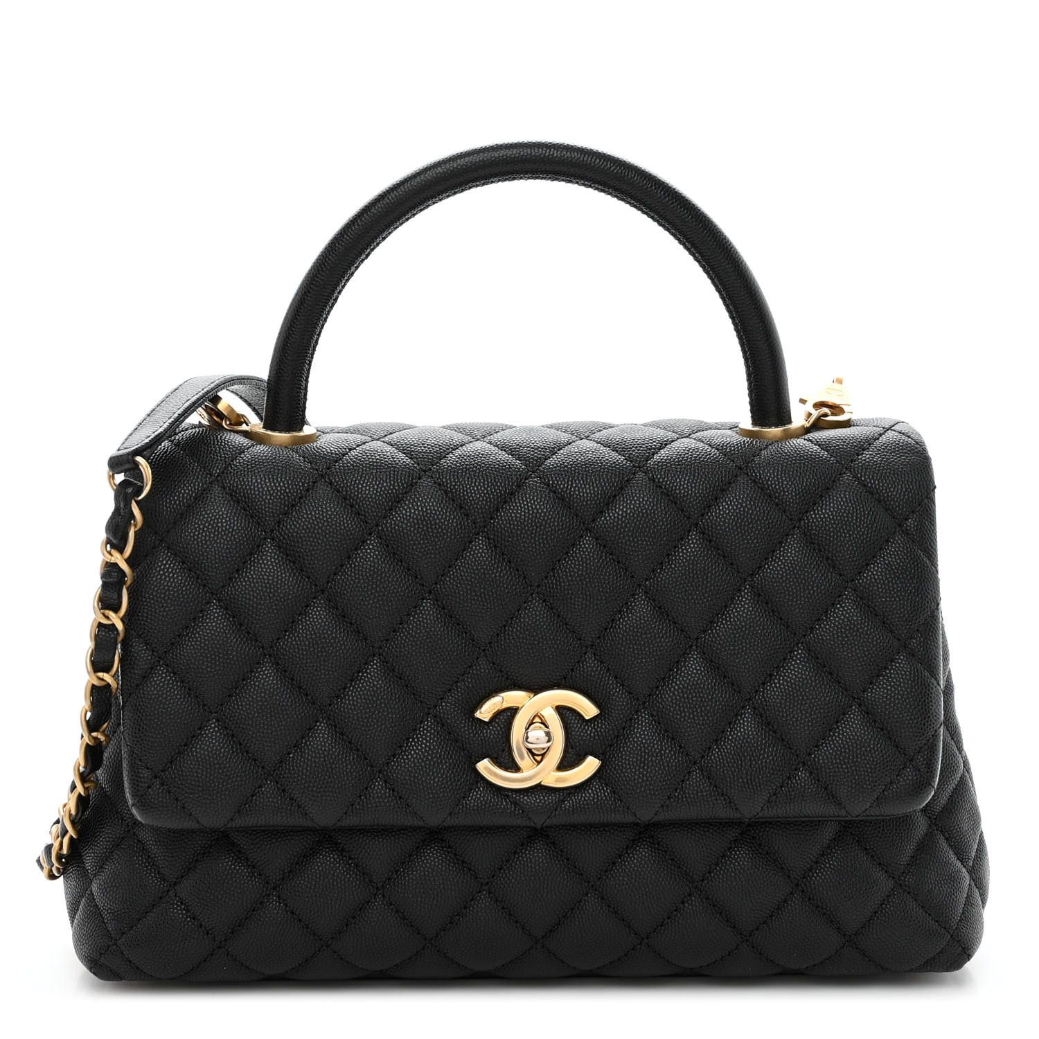 Caviar Quilted Small Coco Handle Flap Black | FASHIONPHILE (US)