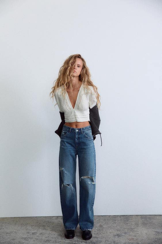 TRF CURVED HIGH-WAIST JEANS | Zara UK