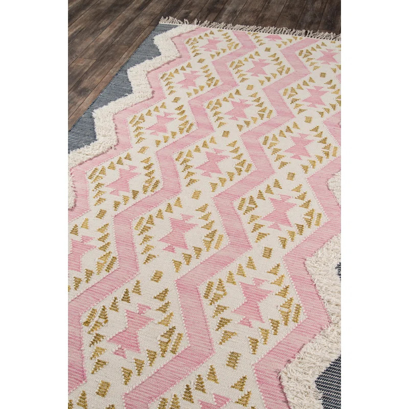 Indio Beverly Handmade Tufted Wool Pink Rug | Wayfair North America