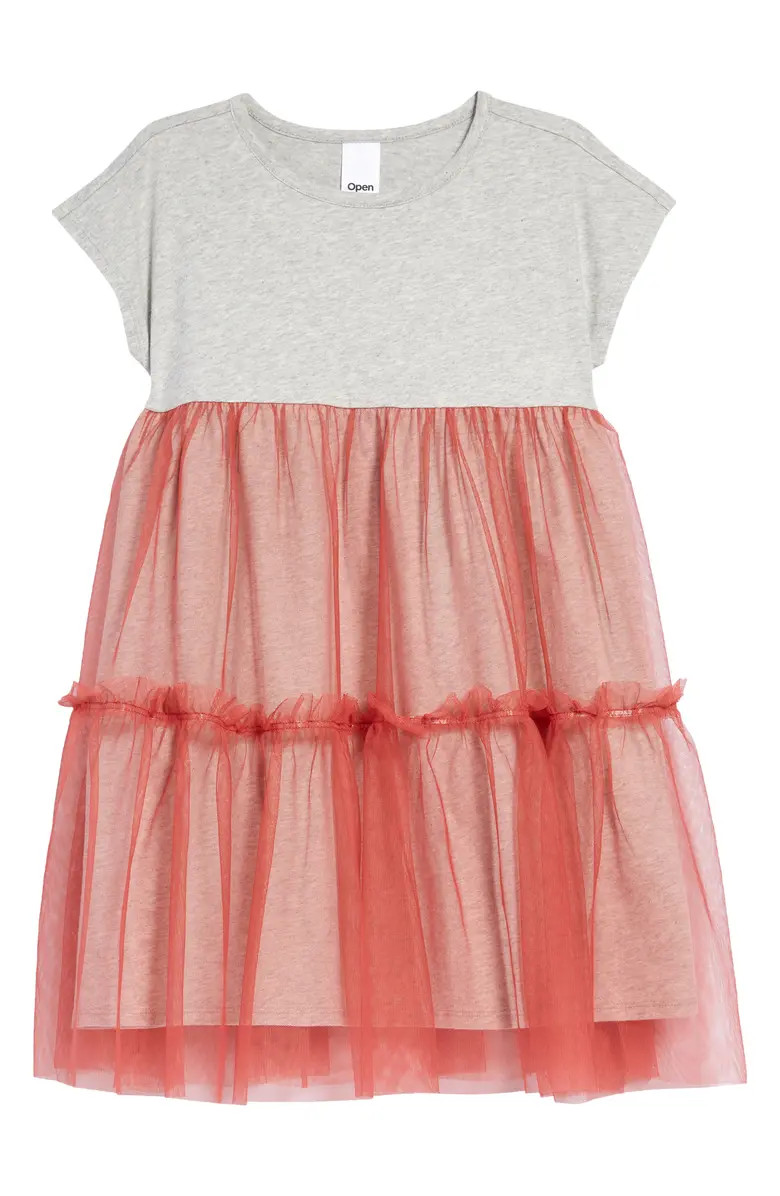 Kids' Tiered Mesh Overlay Dress | Nordstrom