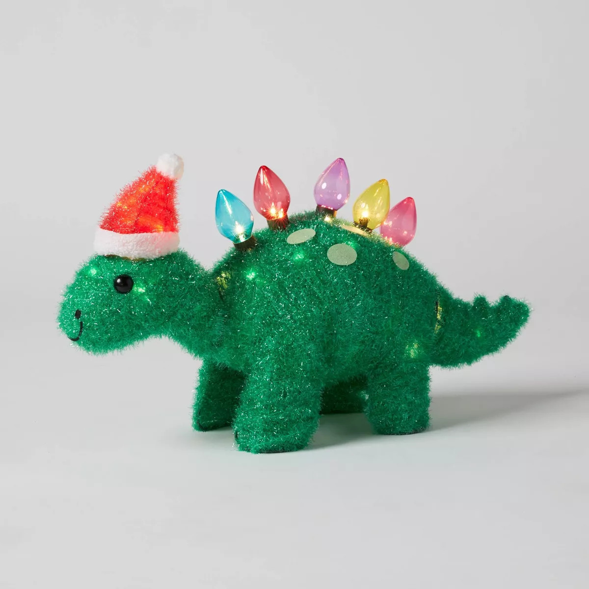 15" Incandescent Tinsel Dinosaur with Santa Hat Christmas Novelty Sculpture Light - Wondershop™ | Target