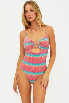 Lindy One Piece Strawberry Ice Chevron Shine | Beach Riot