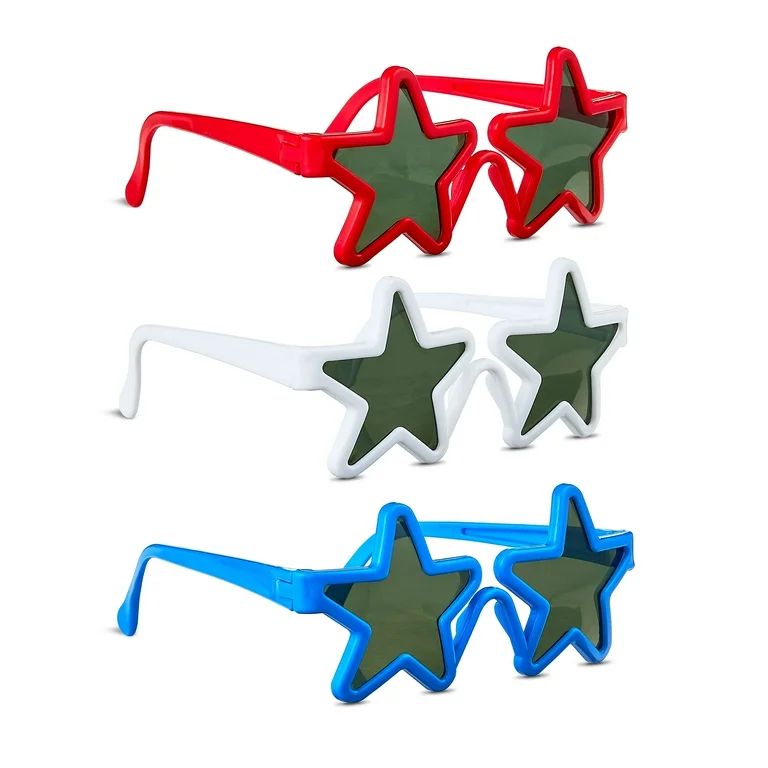 Way to Celebrate Patriotic Multi-Color Star Unisex Sunglasses, 6 Count | Walmart (US)