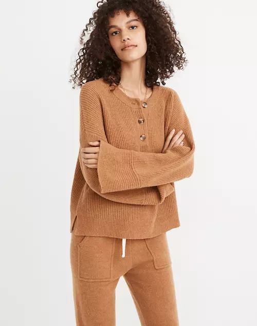 (Re)sourced Cashmere Ribbed Henley Sweater | Madewell