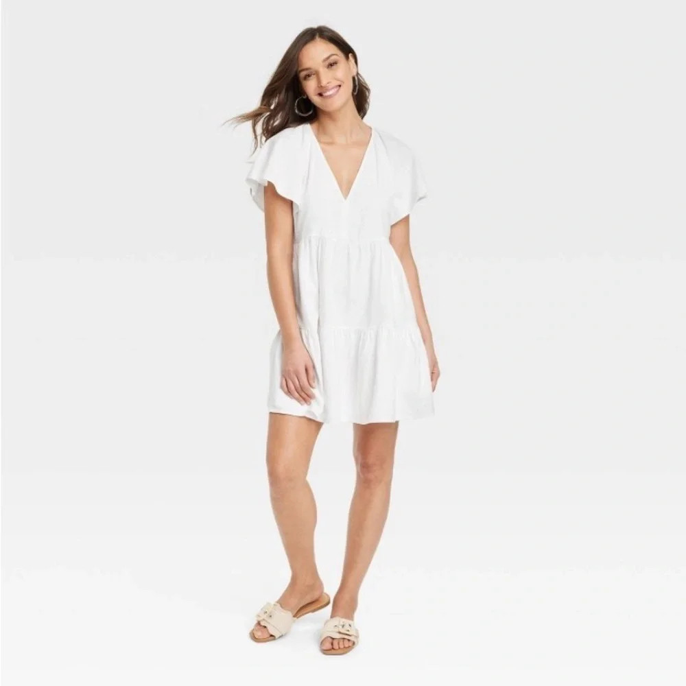 Women's Flutter Short Sleeve Mini Skater
Dress - Universal Thread™ White new | Poshmark