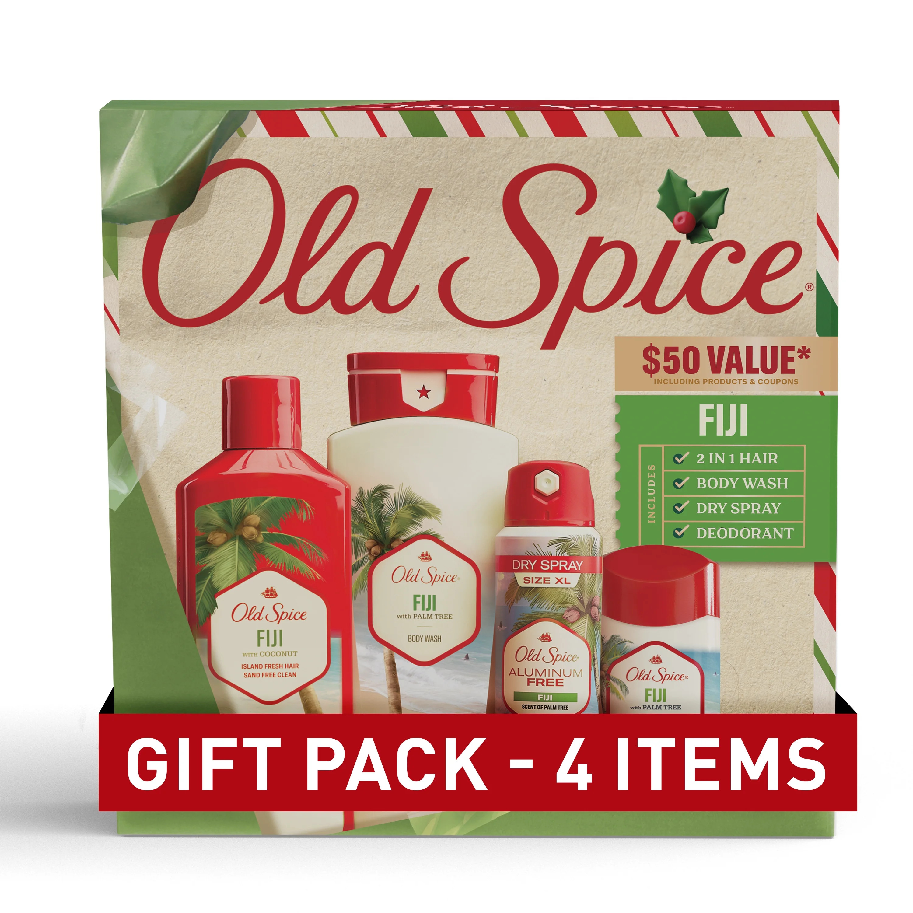 ($50 Value) Old Spice Holiday Gift Pack for Men, Fiji Scent, Body Wash, Antiperspirant and Deodor... | Walmart (US)
