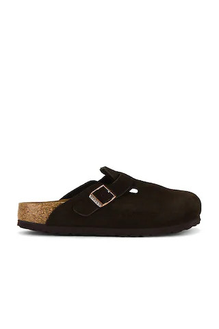 BIRKENSTOCK Boston Soft Footbed Clog in Mocha Suede from Revolve.com | Revolve Clothing (Global)