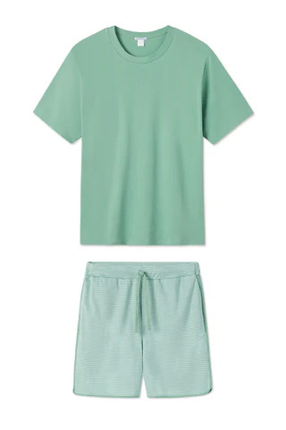 Men's Pima Pajama Shorts Set in Spruce | LAKE Pajamas