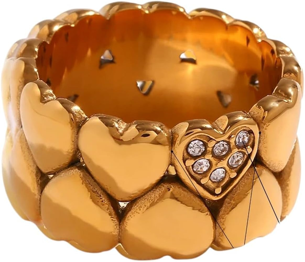 Gem Lapis Turquoise 3A Cubic Zirconia Rainbow Crystal Rings For Woman Gold Plated Stainless - Rom... | Amazon (US)