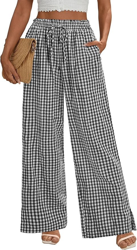 Rapbin Wide Leg Pants Woman Palazzo Pants High Waisted Drawstring Summer Fall Lounge Casual Flowy... | Amazon (US)