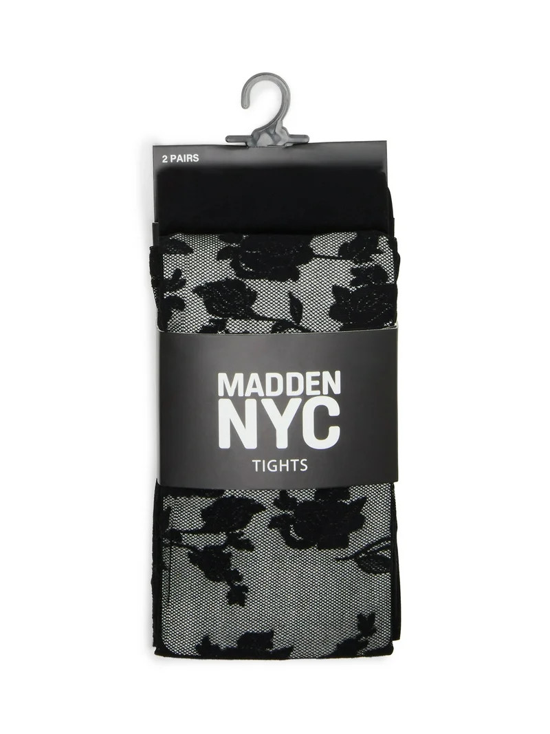 Madden NYC Women’s Mesh Sheer Floral Tight, 2-Pack, Sizes S-XL | Walmart (US)